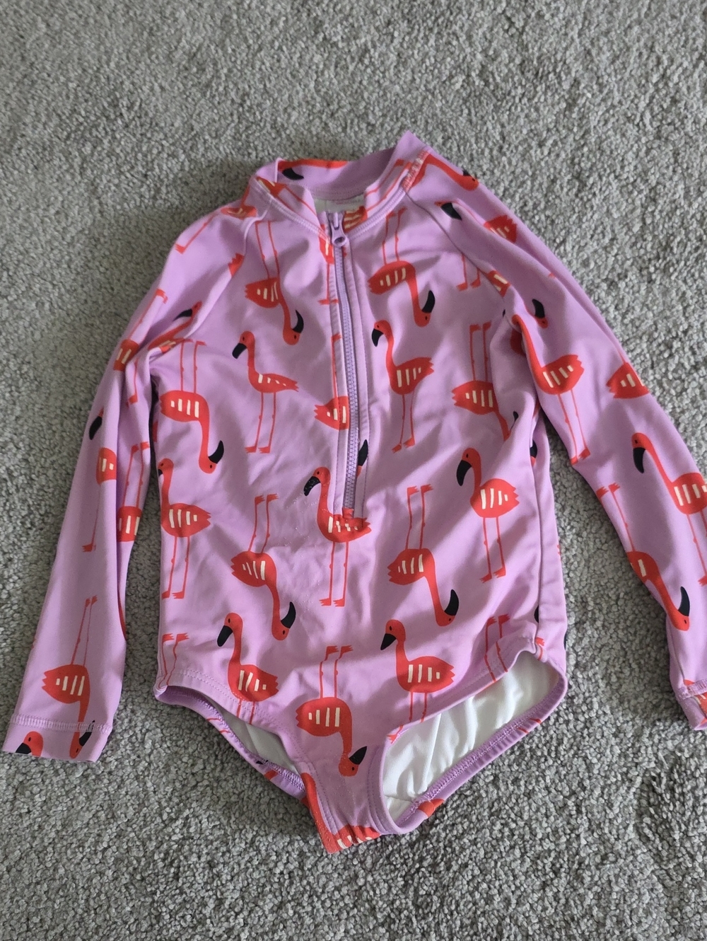 Hanna Andersson Pink Flamingo Long-Sleeve Zip Rashguard